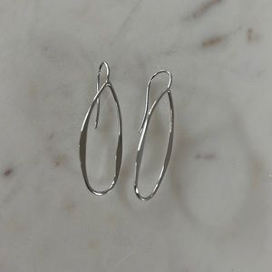 Oval Flat Silver Earrings